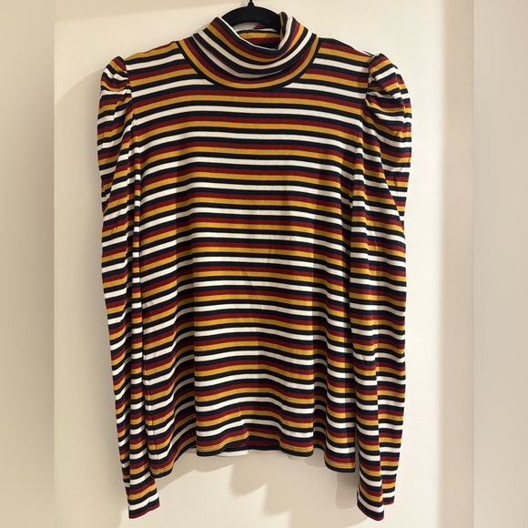 Veronica Beard cedar turtleneck striped puffed sleeve size XL - Picture 3 of 5